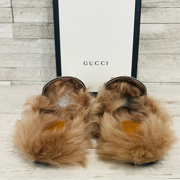 Gucci Princetown Python Fur Slipper EU 38 US 8 Horsebit Mule Loafer Flats Beige - Picture 7 of 16